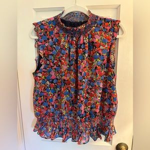 JCrew floral ruffle trim top size 12